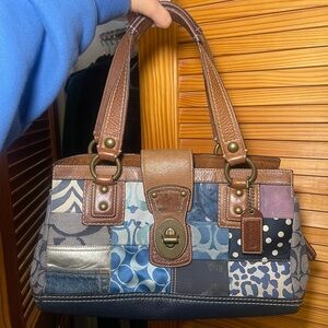 Coach Denim Patchwork Shoulder Bag
